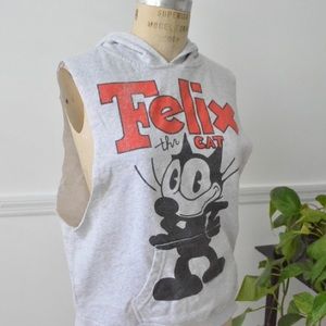 Tops - Grey Vintage Felix the cat sleeveless hoodie Tops - Grey Vintage Felix the cat sleeveless hoodie